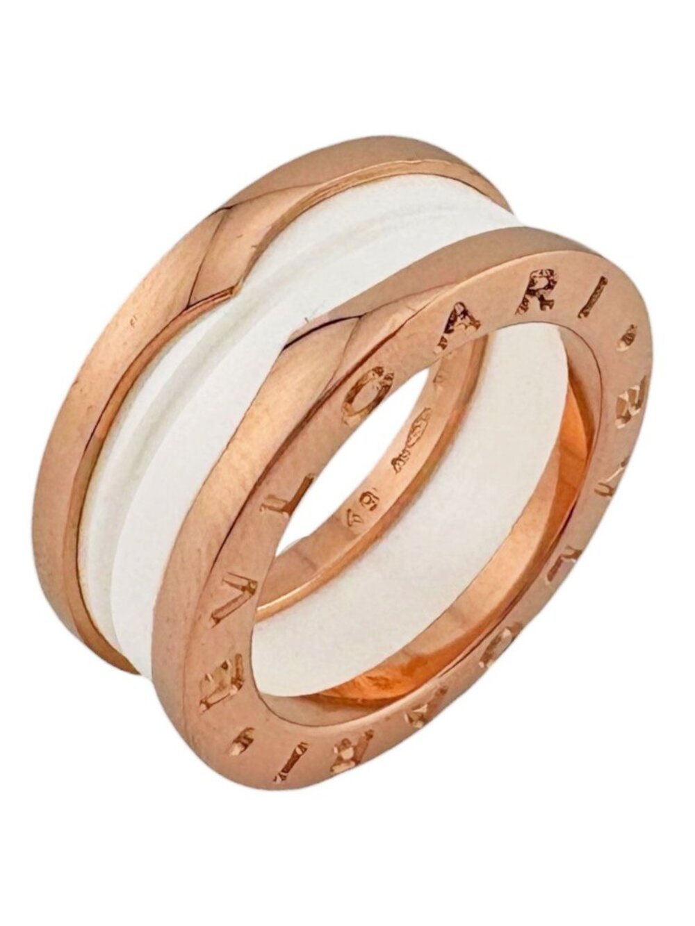 Bvlgari B.Zero1 White Ceramic Ring 18k Pink Gold